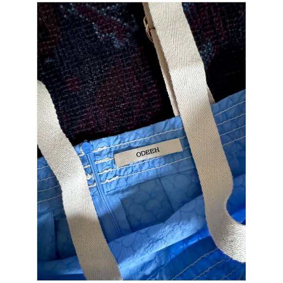 NWOT Odeeh Square Neckline Tent Midi Dress | Size XS US 2 DE 34 | Blue Scallop - Picture 5 of 9